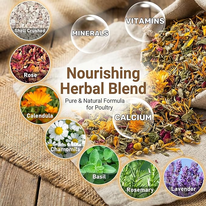 MAQIHAN 15oz Chicken Nesting Herbs - Dried Herbs for Laying Hens to Support Egg Production,Feather Quality,Daily Wellness,Natural Chicken Treats & Poultry Feed Botanical Mix for Coop
