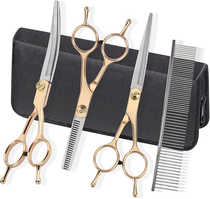 Fcysy Dog Grooming Kit for Cat Dog (Gold 5 Pcs)