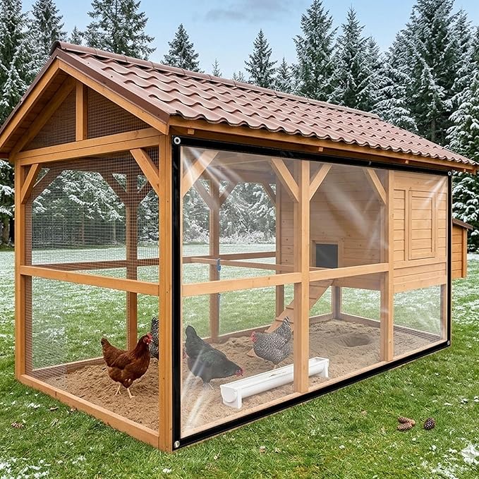 Clear Tarps Heavy Duty Waterproof with Grommets, Lonas Transparentes para Patio, Tear-Resistant PVC Outdoor Porch Enclosure for Patio Porch Chicken Coops Cover(9.84x19.68ft)