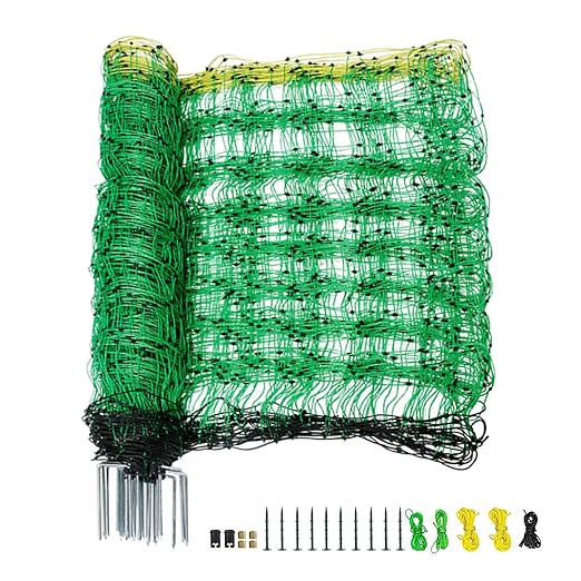 Electric Fencing Net, 35.4" H x 164' L, Portable Double Spikes Sheep Netting Fence for Dogs, Hog, Deer, Used in Backyards, Farms and Ranches