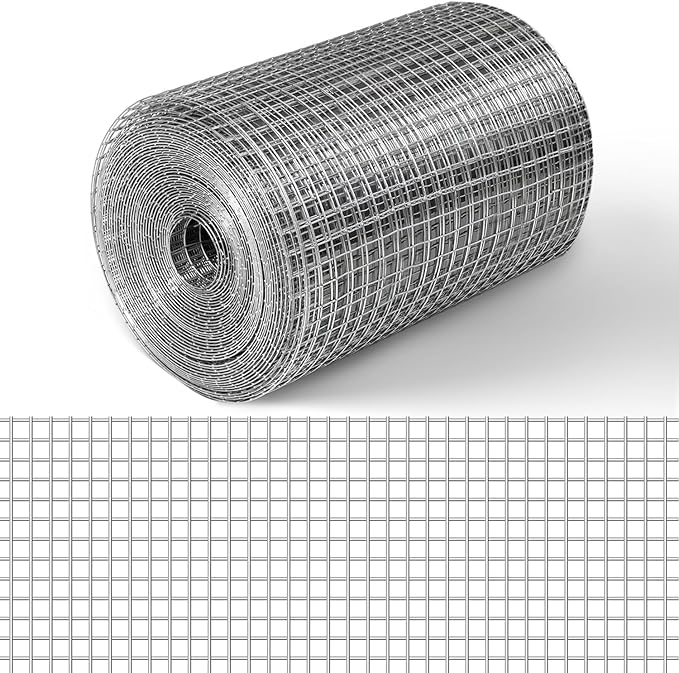 AMAGABELI GARDEN & HOME Hardware Cloth 1/2 inch 16inx25ft Galvanized After Welding 19 Gauge Square Chicken Wire Fence Mesh Roll Raised Garden Bed Plant Supports Poultry Netting Cage Snake Fence