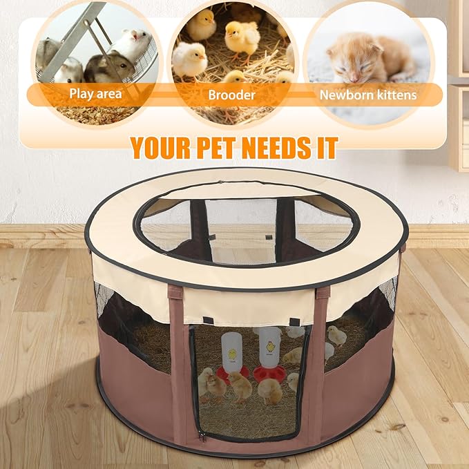 Chicken Brooder Box for Chick Starter Kit - 2025 Upgrade Double Door Chick Brooder Pen/Chicken Playpen/Chick Tent Baby Chickens Supplies Up to 15 Baby Chicks,Duck,Quail-47