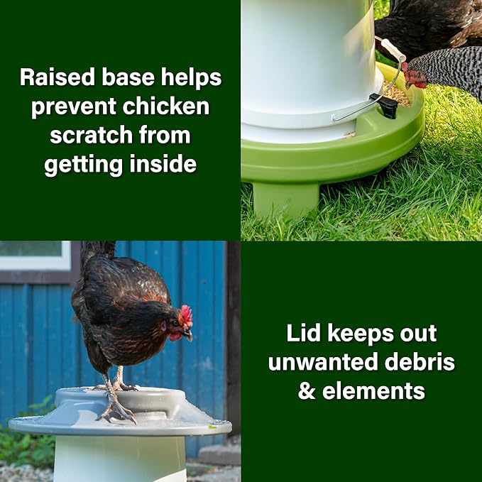 American Home Self-Filling Farmstead Chicken Feeder, 30 lb Capacity, Fits Standard 5-Gallon Bucket, Outdoor Weather-Resistant Design