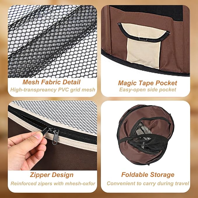 Brooder Box for Chicks, Chicken Brooder Playpen with Dual Door, Breathable Mesh Ventilation, Pop-Up Baby Chicken Pen Supplies Brooding Up to 15-20 Baby Chicks Ducks Quails