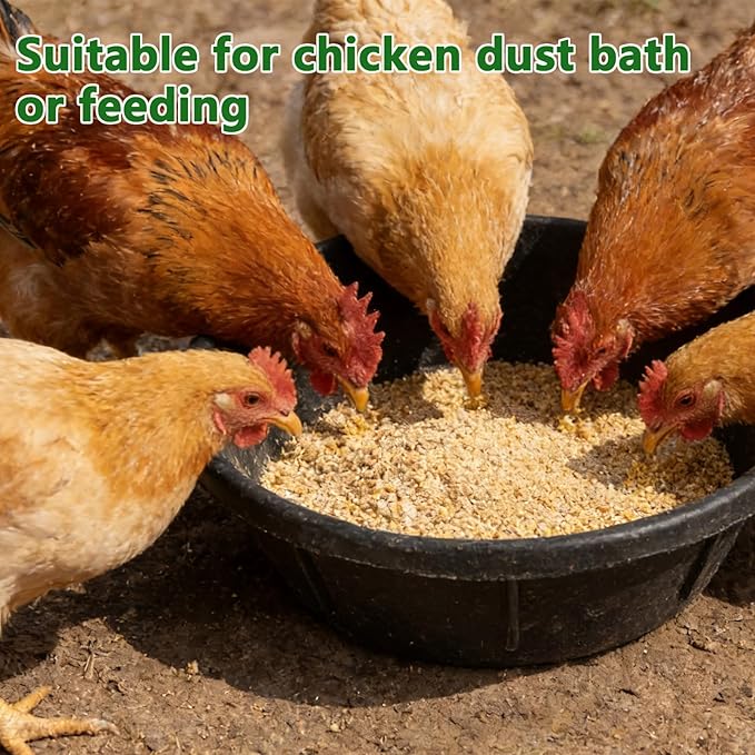 3Pcs Heavy Duty Rubber Feeder Pan, 8Q/2Gal Horses Feed Pan, Large Feed Bucket for Animal Feeding, Livestock Water Bowl Chicken Dust Bath Tub for Horse Goat Pig Dog Farm Livestock Poultry