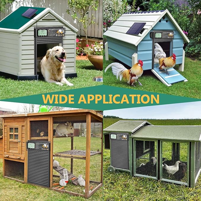 Automatic Chicken Coop Door Opener, Space-Saving Roll-up Design, 11.8" x 18.9" Aluminum Alloy Poultry Door for Ducks Geese, Solar Panel with Built-in 6000mAh Battery, Support USB-A Power