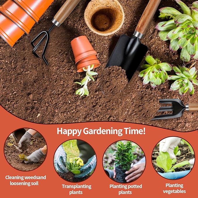 Rukinovi 3Pcs Garden Tools,Lightweight Duty Gardening Tools,Gardending Hand Tools Kit for Succulents,Home Plants,Garden Potted Plants Etc Indoor Plant Accessories-Gardening Tool Set