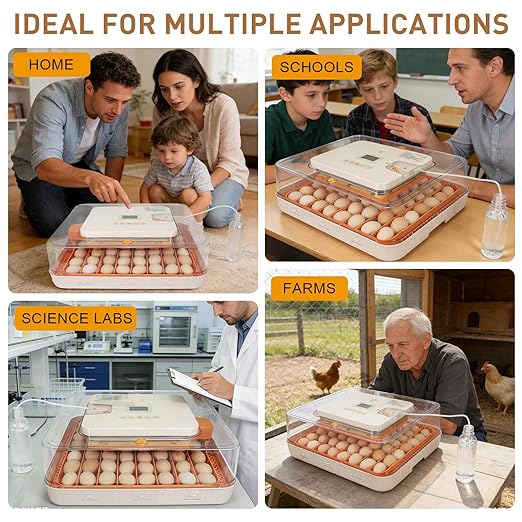 4th Gen – 56 Egg Fullly Automatic Incubator, 2026 Upgraded Design, Intelligent Sensor-Based Humidity & Temp Control, Chick Separator, Custom Days, Adjustable Auto Turning & Stop, Flexible Egg Spacing