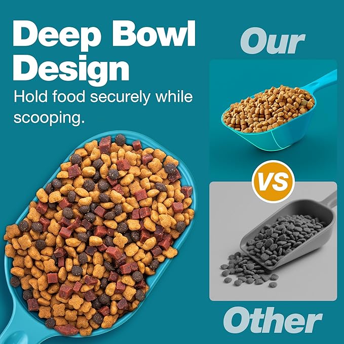 Pet Food Scoop 2 Pack, Dog Cup Capacity Cat Food Scooper With Measuring Lines For Dog, Puppy and Cat Coffee Bean, Flour Scoop Bule
