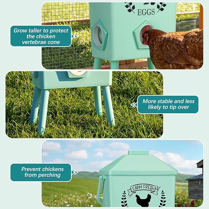 Tgeyd Automatic Chicken Feeder and Waterer Set(4.2Gal/21Lb) with Stand Legs, Anti-Perching Roof, Gravity-Fed System for Poultry,Chicken Coop Accessories
