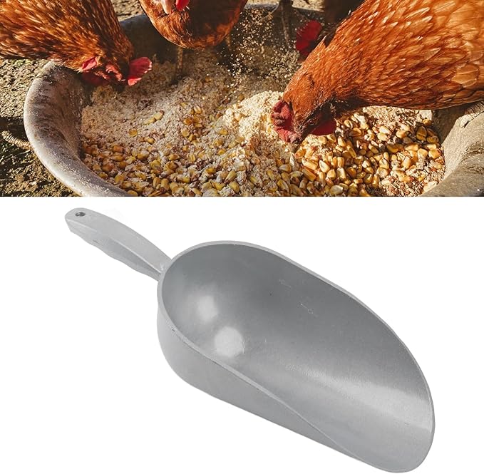 Aluminum Alloy Pet Food Scoop, Erosion Multipurpose Grain Shovel, Designed for Poultry Feed, Hold 1.05 to 1.3kg Granular Feed or 1.4 to 1.65kg Powder Feed