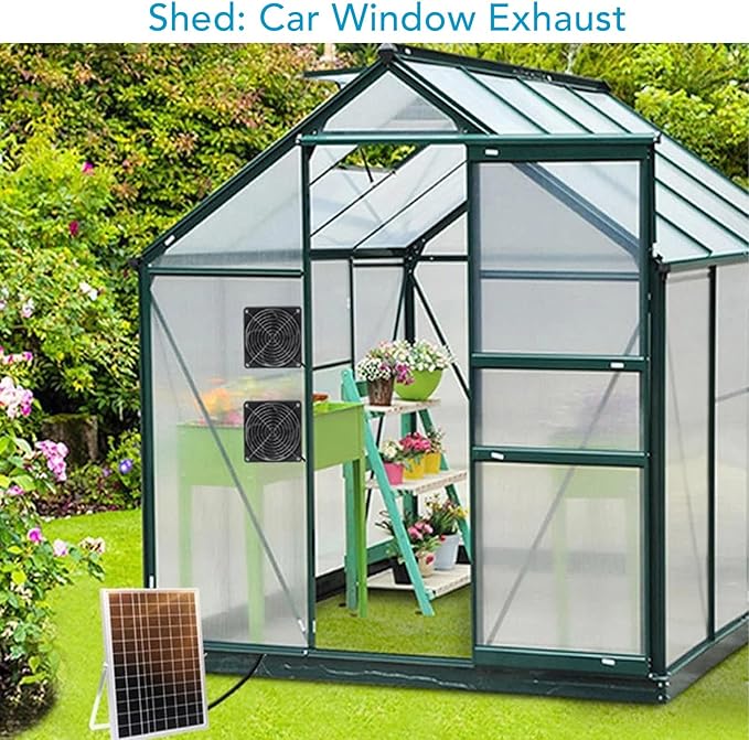 15W Solar Powered Fan Kit, with 2 IP65 Water Proof Fans, Solar Exhaust Intake Cooling Ventilation for Chicken Coop,Greenhouse,Shed,Pet House