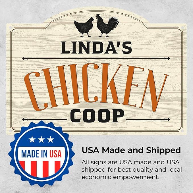 Custom Farm Chicken Coop Sign, Personalized Name Farmhouse Décor, For Outdoor and Sign, 10x14 Inches, Rust Free .040 Aluminum, Fade Resistant, Made in USA by Sigo Signs