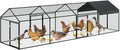 Metal Chicken Coop Outdoor Run, Predator-Proof Poultry Cage with Waterproof & Anti-UV Cover, Secure Hen House with Safety Lock for Backyard, Rabbits, Ducks & Geese, Black 160" X40" X40"