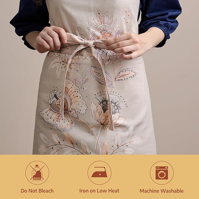 Maison d' Hermine 100% Cotton Apron for women with Pocket Kitchen Chef Apron for Men Cooking Easter Decorations
