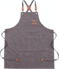 Multi-Pocket Waterproof Oil-Proof Canvas Cotton Apron Cross-Back Adjustable Straps For Chefs Barbers Carpenters