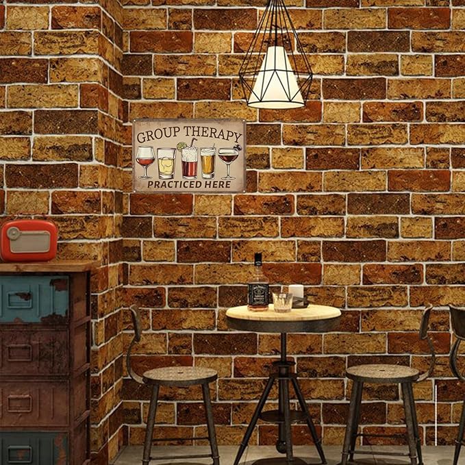 Vintage Metal Sign Group Therapy Practiced Here Tin Sign Funny Walll Decor for Bar Kitchen Pubs Cafe Home Garage 12×8 Inch