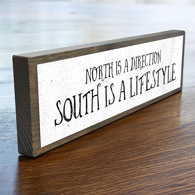 Wood & Metal Southern Sign – Weatherproof Indoor Outdoor Wall Decor – Rustic Charm with "North Is A Direction South Is A Lifestyle" – Gift-Wrapped & Ready to Give