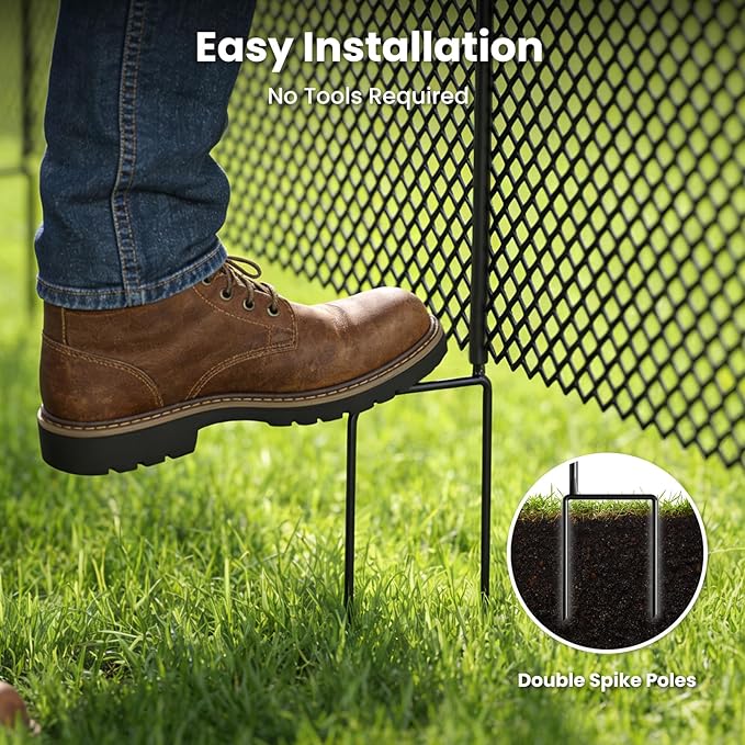 DoCred Plastic Fence with Stakes, 39.4in x 82ft Portable Poultry Fencing Net Mesh for Chickens & Dog, Temporary Gardening Fence Pet Barrier for Backyards, Vegetable Gardens, Lawn & Outdoor Decoration