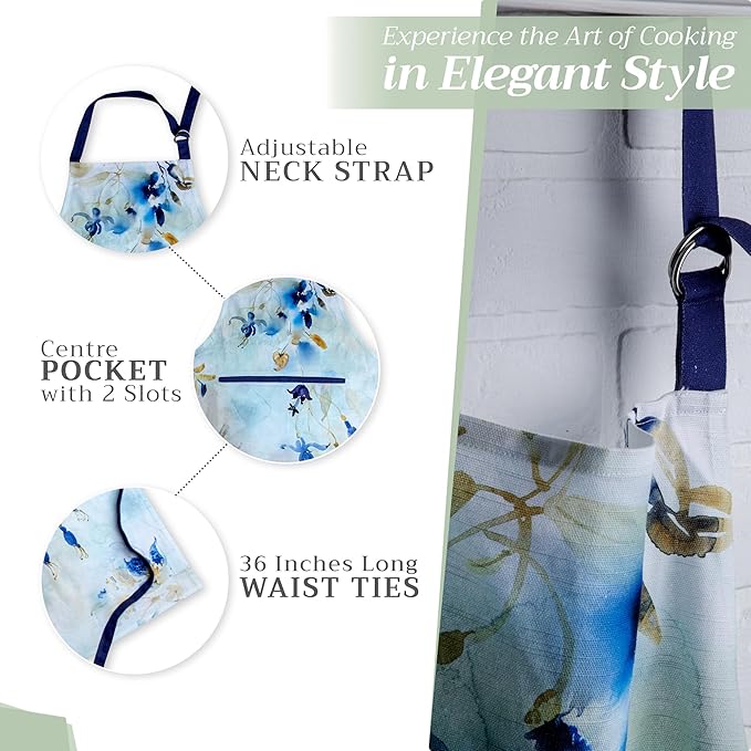 Maison d' Hermine 100% Cotton Apron for women with Pocket Kitchen Chef Apron for Men Cooking Easter Decorations