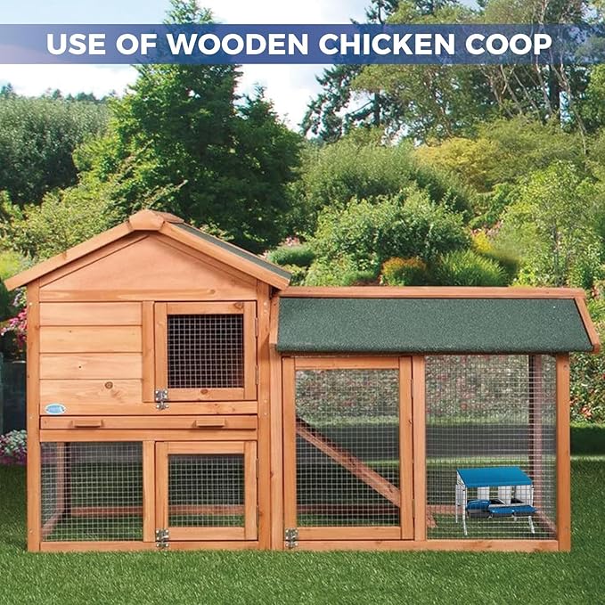 Garvee Chicken Nesting Boxes, 3 Hole Roll-Away Nesting Boxes for Chickens Coop with Perch, Hens, Ducks & Other Poultry,Egg Laying Box with Lid Cover to Protect Eggs,Easy to Assemble