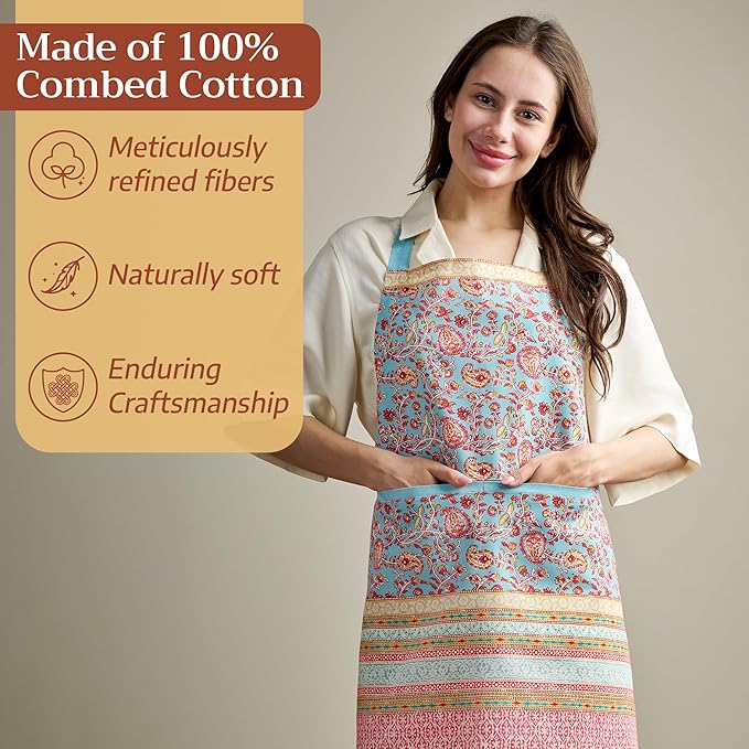 Maison d' Hermine 100% Cotton Apron for women with Pocket Kitchen Chef Apron for Men Cooking Easter Decorations