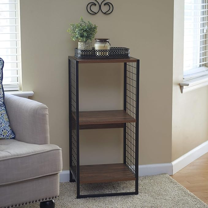 Household Essentials Cube Book Shelf with Metal Mesh Wire Sides