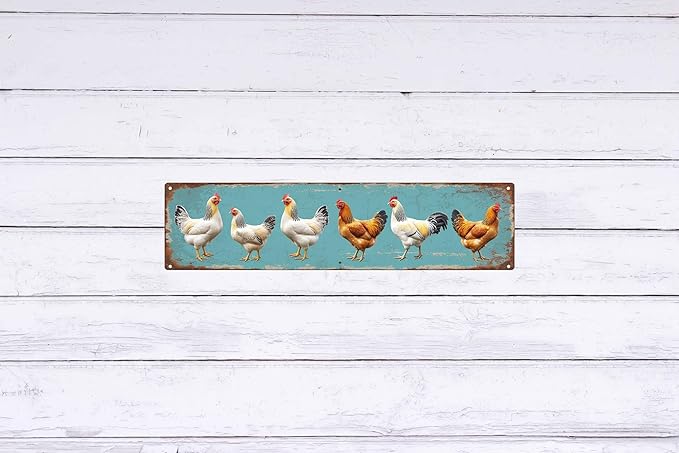 Chicken Coop Metal Sign 4x16in Rustic Plaque for Farm Garden Wall Decor
