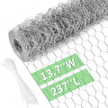 Miuwauer Chicken Wire Chicken Wire 13.7 in x 237 in Poultry Wire Netting Hexagonal Galvanized Mesh Garden Fence Barrier for Pet Rabbit Chicken Fencing with 100 Pcs Cable Zip Ties