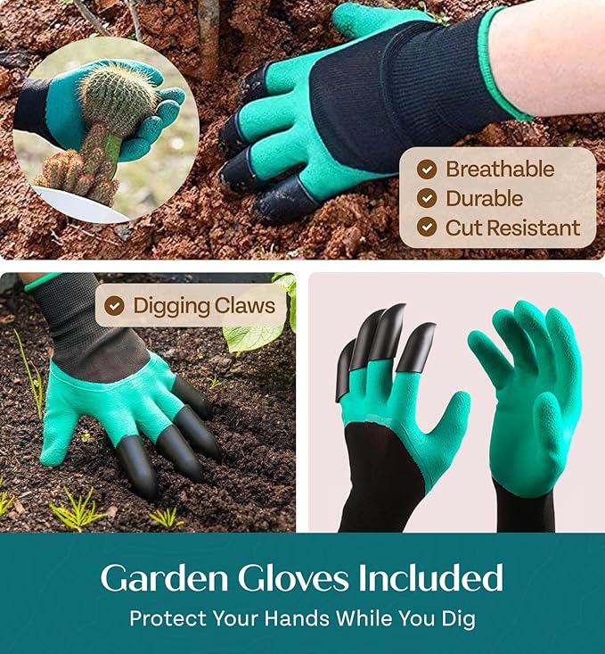 GROWIT Heavy Duty Gardening Tools - Gardening Gifts for Women, Men, Mom, Dad - Durable, Ergonomic Garden Tools Set