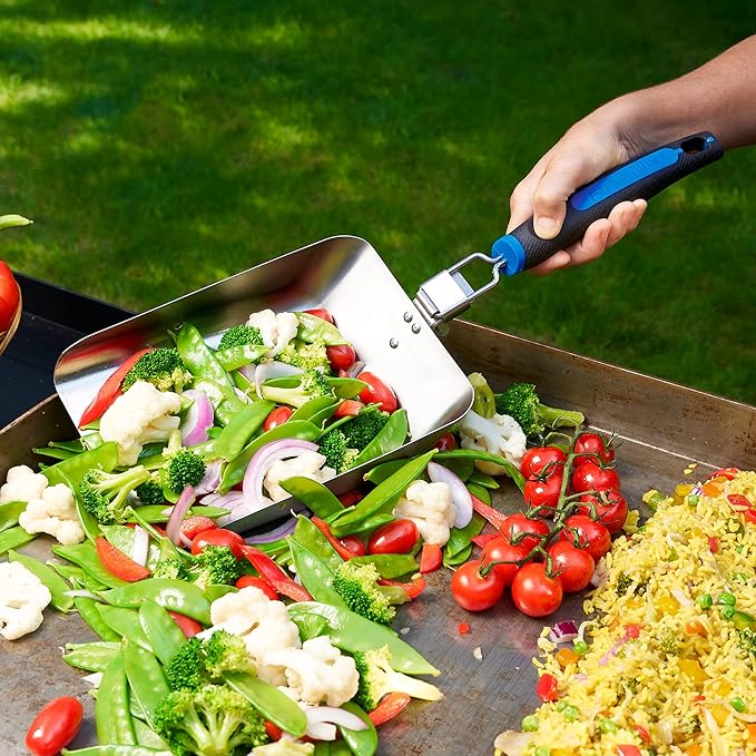 Razor Griddle Food Scooper, Multi-Purpose Stainless Steel Griddle Food Mover, Extra-Large Scooper for Bulk Meals, Vegies for Outdoor Cooking, BBQ, Grilling, Shovel Spatula for Stir Fry & More -08835RZ