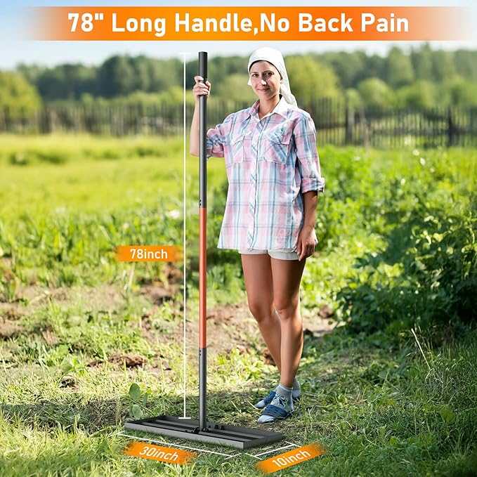 Lawn Leveling Rake, 30x10 with 78" Adjustable Handle, Stainless Steel Leveling Rake, Lawn Care Tool for Backyard, Garden, Golf Course, Farm and Pasture