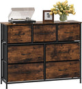 WelFurGeer 7-Drawer Fabric Dresser with Metal Frame, Dressers & Chests of Drawers, White Chest of Drawers for Bedroom, Hallway, Entryway, Closets, Kids Room Organization, Brown