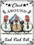 Vintage Chicken Coop Tin Sign Chicken Cluck Around And Find Out Retro Rooster Metal Poster Funny Pet Lovers Wall Art Decorations for Bar Farmhouse Garden Plaque 12 * 16inch