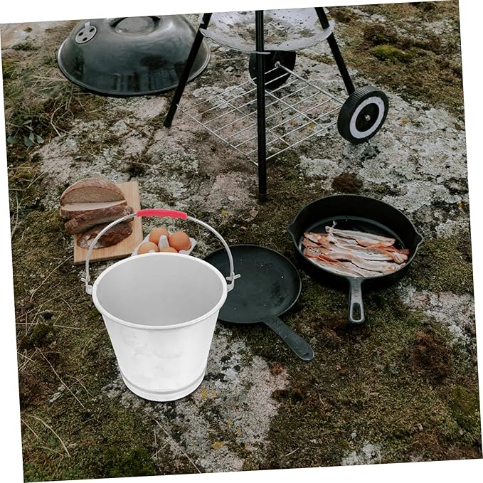 ABOOFAN Portable Aluminum Water Bucket Heavy-Duty Container for Farm Beach and Outdoor Use Capacity Multipurpose Design