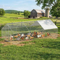GarveeLife Large Metal Chicken Coop with Waterproof and Anti-UV Cover, Walk-in Poultry Cage, Outdoor Chicken Run for Backyard Farm Use, 9.8x19.7X 6.6 FT