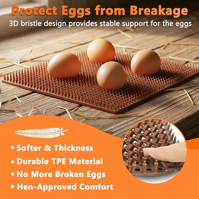 INNOLAND 6 Pack Chicken Nesting Pads, Reusable Nesting Pads for Chicken Coop, 12"x12" Plastic Laying Box Pads, Washable Nesting Box Pads for Chicken Coop Accessories