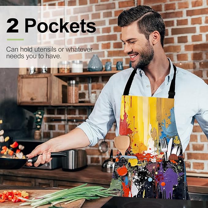 Apron Adjustable Waterproof with Two Deep Pockets Wowen men for Summer BBQ Pool Parties & Resorts