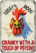 Funny Chicken Signs Today's Mood Metal Tin Sign 12x8 Inch Farm Rooster Wall Decor Chicken Coop Accessories Home Kitchen Garden Country Farm Backyard