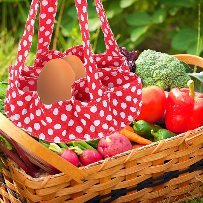 Artibetter Multi-pocket Fabric Chicken Egg Collecting Basket with 9 Pouches for Fresh Eggs Gathering for Farmhouse Home Garden and Poultry Use