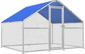 Large Metal Chicken Coop with Hexagonal Chicken Wire, Chicken Coop Run Pen for Yard with Waterproof Cover, Outdoor Large Walk-in Chicken Coops for 8 Chickens Duck Pen House Cage Run
