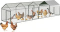 Large Metal Chicken Coop with Run for 20-30 Chickens - Outdoor Walk-in Poultry Cage with Anti-UV Waterproof Cover, Security Lock & Tri-Supporting Wire Mesh - Heavy Duty Hen House (160x40x40 Inch)