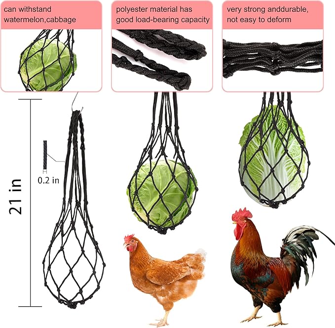 Chicken Toys for Coop Accessories 6PCS -Swing, Mirror, Vegetable Hanging Feeder, Ladder, Treat Holder for Hens Rooster Chicks Poultry Enrichment Toys