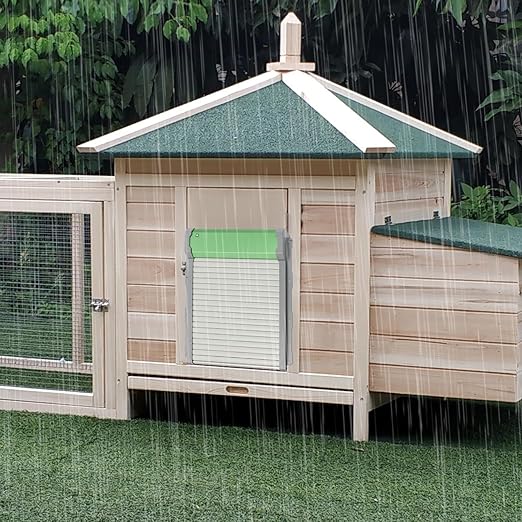 Automatic Chicken Coop Door, Solar Powered Chicken Coop Doors with Light Sensor, LCD Screen Electric Auto Chicken Coop Door, Aluminum Solar Chicken Door, Anti-Pinch, Weatherproof