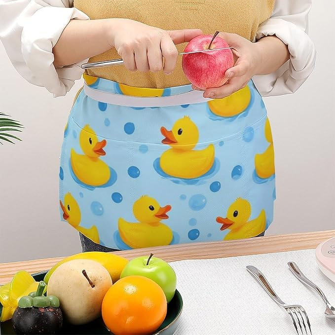 Server Waist Aprons Waitress Unisex Chef Works Half Apron with 3 Pockets