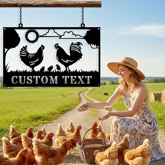 Custom Chicken Coop Metal Sign, Personalized Chicken Coop Sign for Outside, Custom Metal Hen House Farm Signs, Chickens Hen House Farmhouse Wall Art Decor