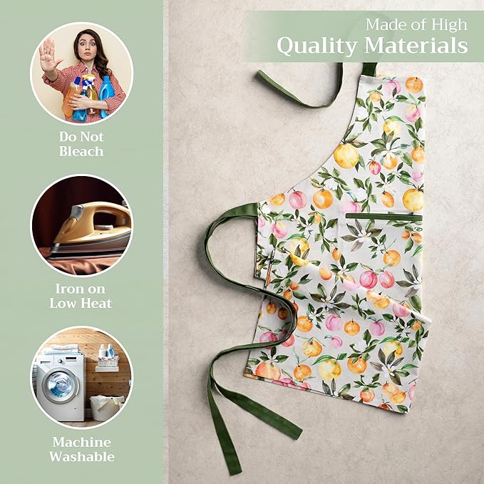 Maison d' Hermine 100% Cotton Apron for women with Pocket Kitchen Chef Apron for Men Cooking Easter Decorations