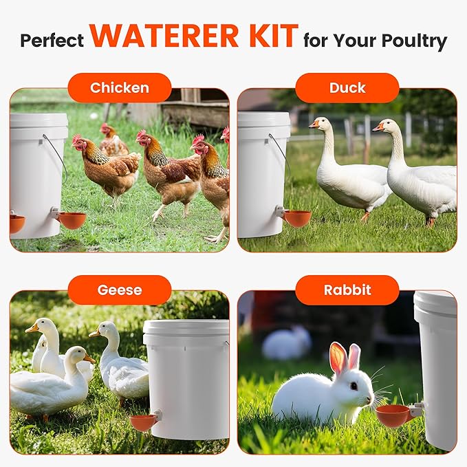 Chicken Water Cups Automatic Chicken Waterer 9 Pack+1 Bonus Cup Included