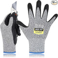 DEX FIT Level 5 Cut Resistant Gloves Cru553, 3D-Comfort Stretchy Fit, Power Grip, Professional Grade, Thin, Touch-Screen Compatible, Durable, Machine Washable; Gray L (9) 12 Pairs