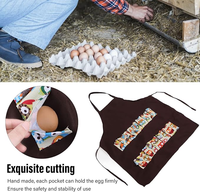 Niiyen Egg Apron, Hands Free Egg Collecting Gathering Holding Bib Apron, with 12 Pockets, for Chicken Hen Goose Duck Fresh Eggs (Adult(40-50cm/15.75-19.69in,8cm/3.1in Width))